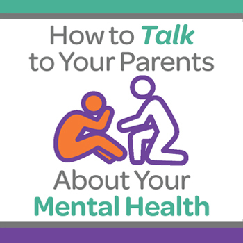 "How to Talk to Your Parents About Your Mental Health" person comforting other person icon