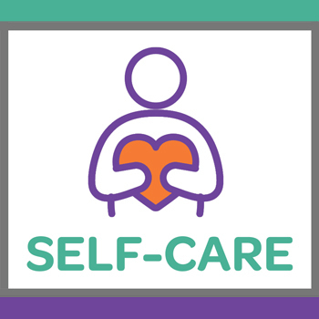 Self-Care with person holding heart icon