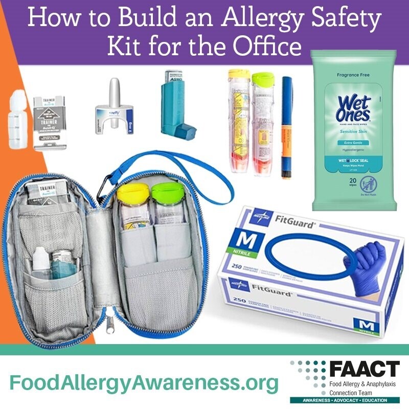 "How to Build an Allergy Safety Kit for the Office" with cleaning supplies