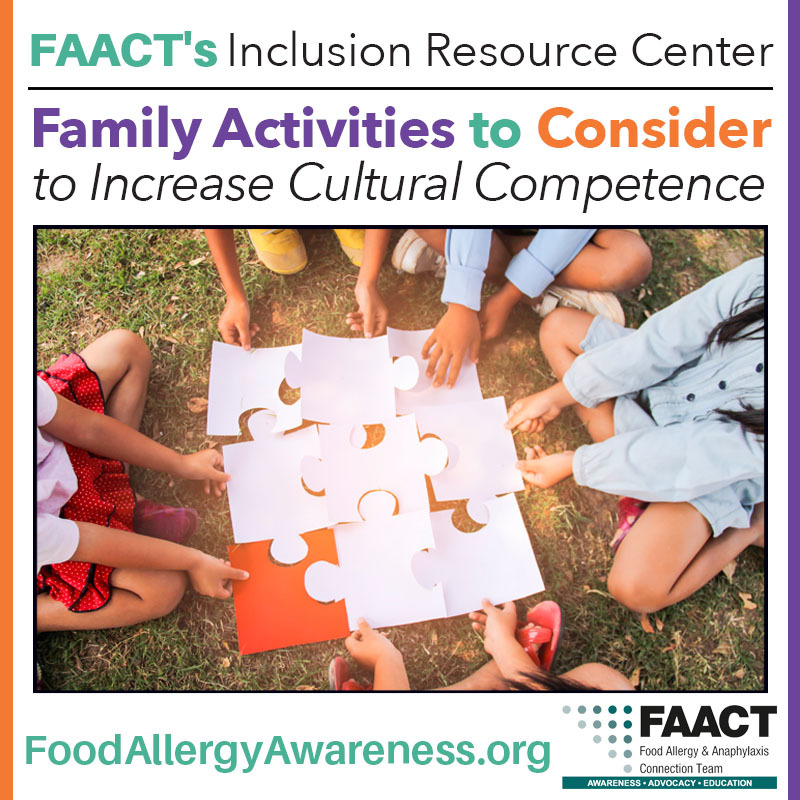 Family Activities to Consider to Increase Cultural Competence - FAACT DEI Graphic