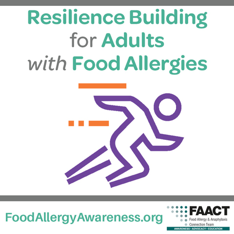 "Resilience Building for Adults with Food Allergies" with person running icon