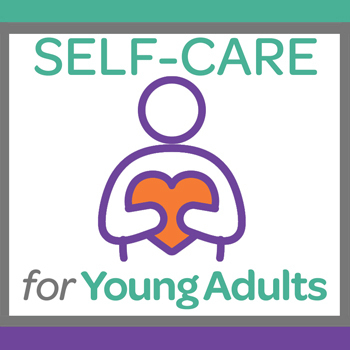 Self-Care for Young Adults with person holding heart icon